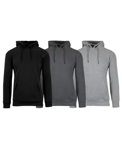 Galaxy By Harvic Men's Heavyweight Fleece-lined Pullover Hoodie Sweatshirt In Black-charcoal-heather Grey
