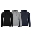 Galaxy By Harvic Men's Heavyweight Fleece-lined Pullover Hoodie Sweatshirt In Black-heather Grey-navy