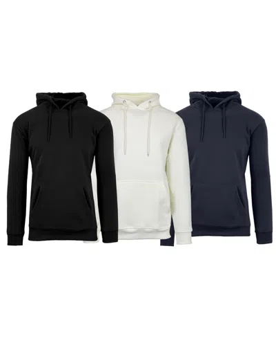 Galaxy By Harvic Men's Heavyweight Fleece-lined Pullover Hoodie Sweatshirt In Black-natural-navy