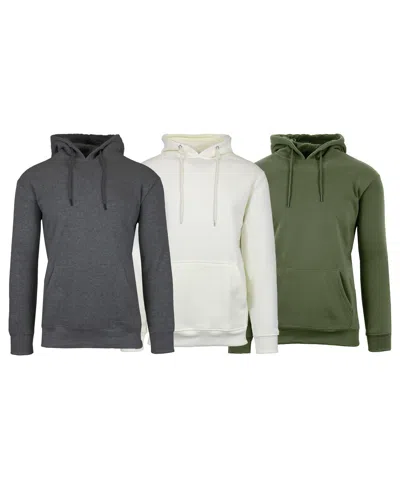 Galaxy By Harvic Men's Heavyweight Fleece-lined Pullover Hoodie Sweatshirt In Charcoal-natural-olive