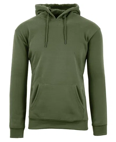 Galaxy By Harvic Men's Heavyweight Fleece-lined Pullover Hoodie Sweatshirt In Olive