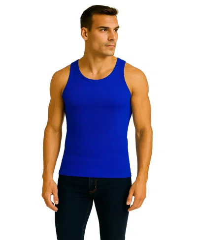Galaxy By Harvic Men's Heavyweight Ribbed Tank Top In Blue