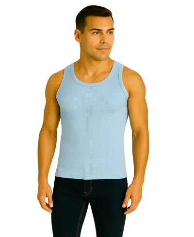 Galaxy By Harvic Men's Heavyweight Ribbed Tank Top In Blue