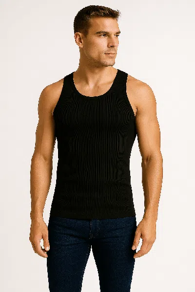 Galaxy By Harvic Men's Heavyweight Ribbed Tank Top In Black