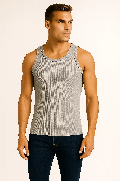 Galaxy By Harvic Men's Heavyweight Ribbed Tank Top In Gray