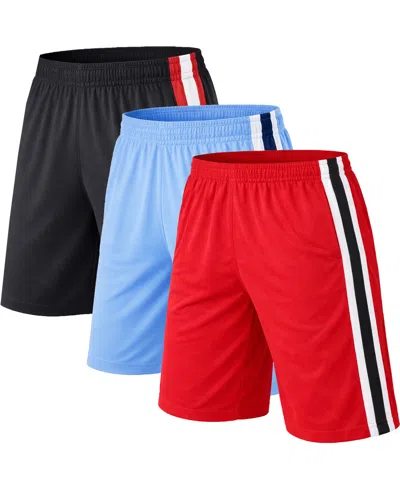 Galaxy By Harvic Men's Jump Start Drawstring Shorts, 3-pack In Red