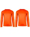 Galaxy By Harvic Men's Long Sleeve Moisture-wicking Performance Crew Neck Tee -2 Pack In Neon Orange-neon Orange