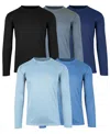 Galaxy By Harvic Men's Long Sleeve Moisture-wicking Performance Crew Neck Tee -5 Pack In Black Multi 1