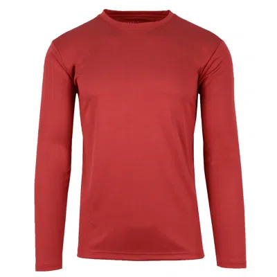 Galaxy By Harvic Men's Long Sleeve Moisture-wicking Performance Crew Neck Tee In Red