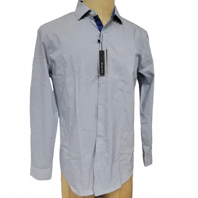 Galaxy By Harvic Men's Long Sleeve Slim Fit Striped Shirt In Blue In Gray
