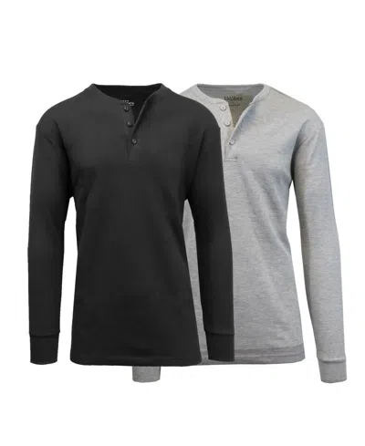 Galaxy By Harvic Men's Long Sleeve Thermal Henley Tee, Pack Of 2 In Multi1