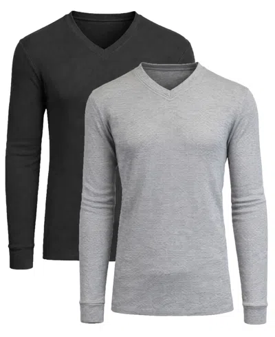 Galaxy By Harvic Men's Long-sleeve V-neck Thermal Shirt, 2-pack In Multi