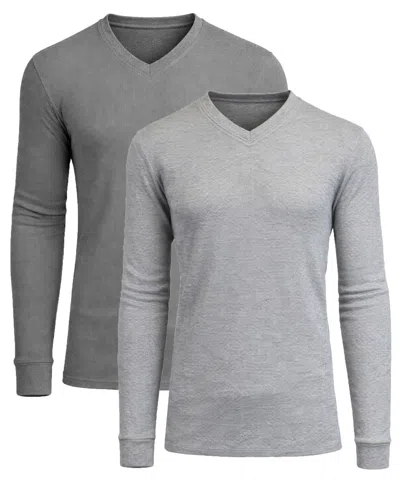 Galaxy By Harvic Men's Long-sleeve V-neck Thermal Shirt, 2-pack In Multi