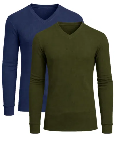 Galaxy By Harvic Men's Long-sleeve V-neck Thermal Shirt, 2-pack In Multi