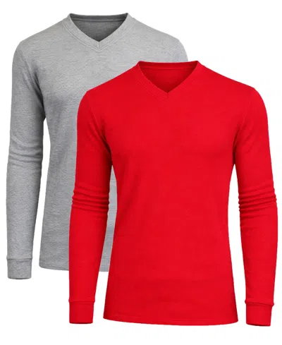 Galaxy By Harvic Men's Long-sleeve V-neck Thermal Shirt, 2-pack In Multi