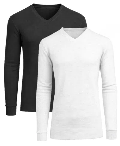 Galaxy By Harvic Men's Long-sleeve V-neck Thermal Shirt, 2-pack In Multi