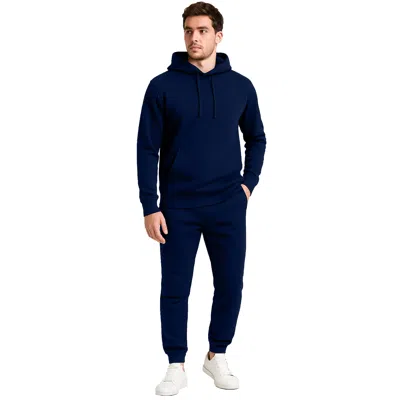 Galaxy By Harvic Men's Modern Fit Fleece-lined Pullover Hoodie & Jogger 2-piece Set In Blue