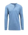 Galaxy By Harvic Men's Oversized Waffle-knit Thermal Henley Shirt In Azure