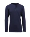 Galaxy By Harvic Men's Oversized Waffle-knit Thermal Henley Shirt In Navy
