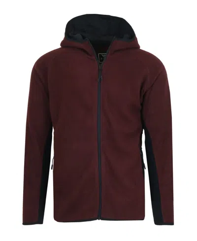 Galaxy By Harvic Men's Polar Fleece Tech Zip Hoodie In Wine