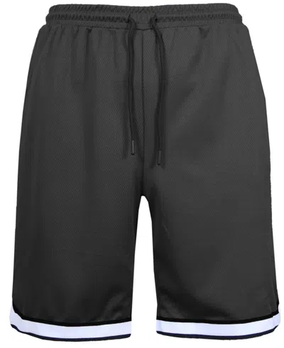 Galaxy By Harvic Men's Premium Active Moisture Wicking Workout Mesh Shorts With Trim In Black