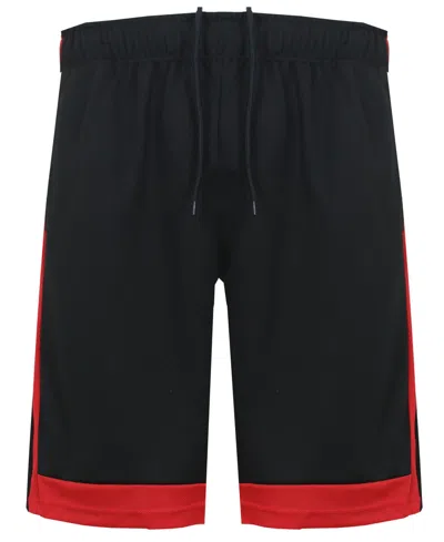 Galaxy By Harvic Men's Premium Active Moisture Wicking Workout Mesh Shorts With Trim In Black,red