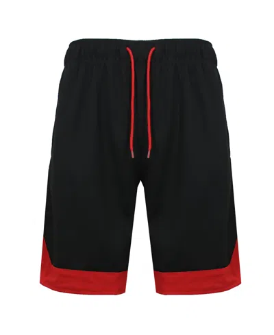 Galaxy By Harvic Men's Premium Active Moisture Wicking Workout Mesh Shorts With Trim In Black,red