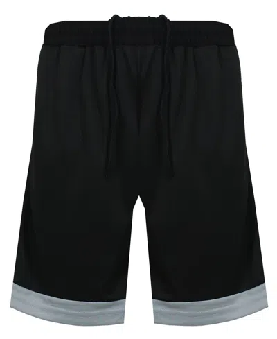 Galaxy By Harvic Men's Premium Active Moisture Wicking Workout Mesh Shorts With Trim In Black,silver