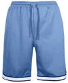Galaxy By Harvic Men's Premium Active Moisture Wicking Workout Mesh Shorts With Trim In Cyan Blue