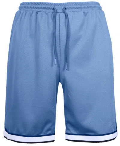 Galaxy By Harvic Men's Premium Active Moisture Wicking Workout Mesh Shorts With Trim In Cyan Blue