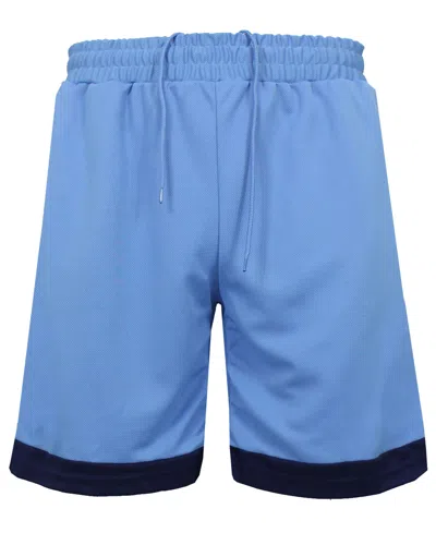 Galaxy By Harvic Men's Premium Active Moisture Wicking Workout Mesh Shorts With Trim In Light Blue