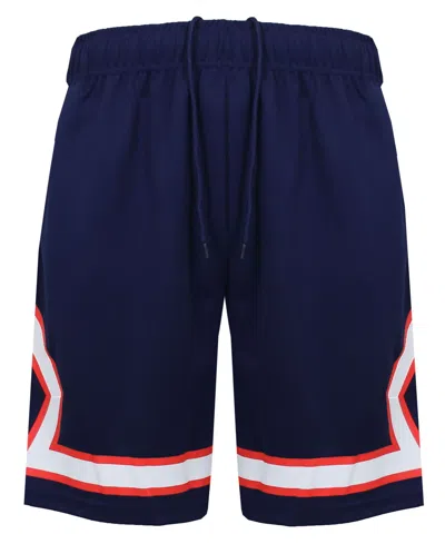 Galaxy By Harvic Men's Premium Active Moisture Wicking Workout Mesh Shorts With Trim In Navy