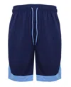 Galaxy By Harvic Men's Premium Active Moisture Wicking Workout Mesh Shorts With Trim In Navy,light Blue