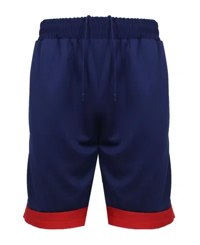 Galaxy By Harvic Men's Premium Active Moisture Wicking Workout Mesh Shorts With Trim In Navy,red