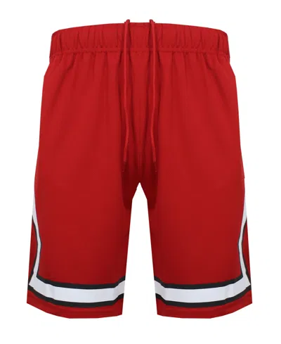 Galaxy By Harvic Men's Premium Active Moisture Wicking Workout Mesh Shorts With Trim In Red