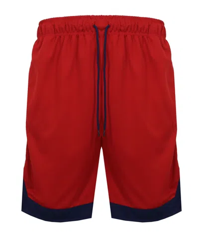 Galaxy By Harvic Men's Premium Active Moisture Wicking Workout Mesh Shorts With Trim In Red,navy