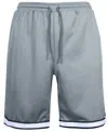 Galaxy By Harvic Men's Premium Active Moisture Wicking Workout Mesh Shorts With Trim In Silver
