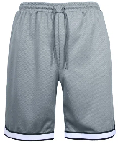 Galaxy By Harvic Men's Premium Active Moisture Wicking Workout Mesh Shorts With Trim In Silver