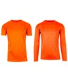 Galaxy By Harvic Men's Short Sleeve Long Sleeve Moisture-wicking Quick Dry Performance Crew Neck Tee-2 Pack In Neon Orange-neon Orange
