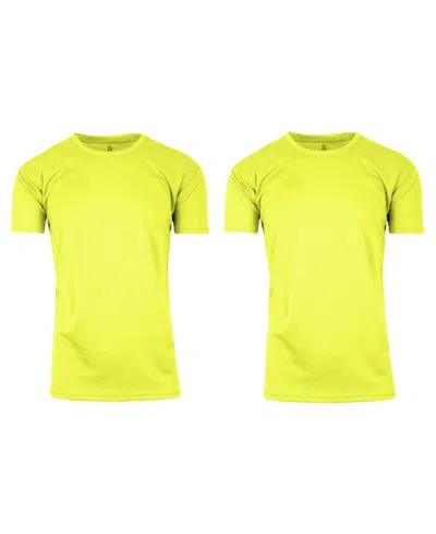 Galaxy By Harvic Men's Short Sleeve Moisture-wicking Quick Dry Performance Crew Neck Tee -2 Pack In Neon Green-neon Green