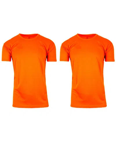 Galaxy By Harvic Men's Short Sleeve Moisture-wicking Quick Dry Performance Crew Neck Tee -2 Pack In Neon Orange-neon Orange