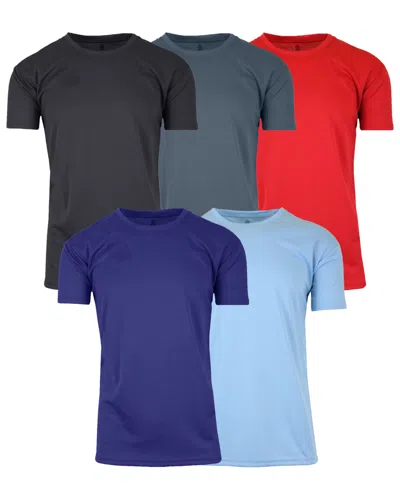 Galaxy By Harvic Men's Short Sleeve Moisture-wicking Quick Dry Performance Crew Neck Tee -5 Pack In Black Multi 1