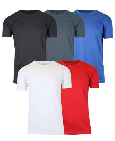 Galaxy By Harvic Men's Short Sleeve Moisture-wicking Quick Dry Performance Crew Neck Tee -5 Pack In Black Multi 3