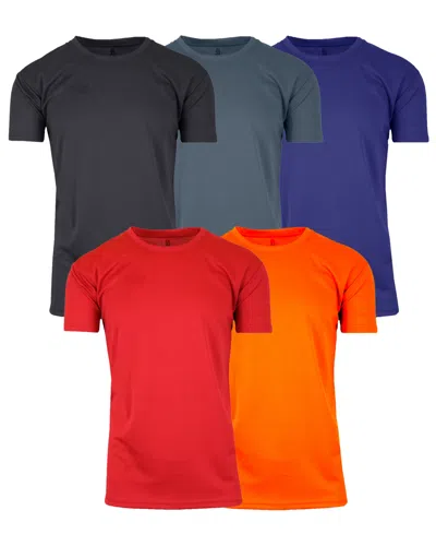 Galaxy By Harvic Men's Short Sleeve Moisture-wicking Quick Dry Performance Crew Neck Tee -5 Pack In Black Multi 4