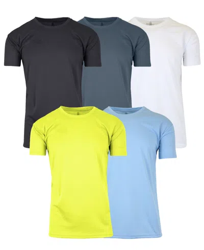 Galaxy By Harvic Men's Short Sleeve Moisture-wicking Quick Dry Performance Crew Neck Tee -5 Pack In Black Multi 5