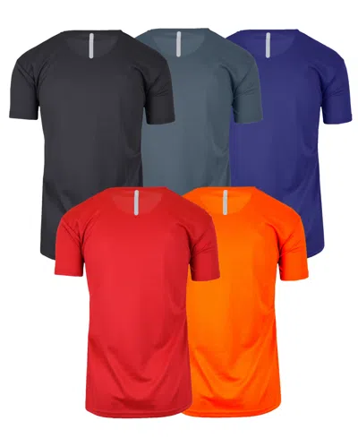 Galaxy By Harvic Men's Short Sleeve Moisture-wicking Quick Dry Performance Crew Neck Tee -5 Pack In Black Multi