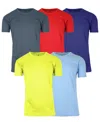 Galaxy By Harvic Men's Short Sleeve Moisture-wicking Quick Dry Performance Crew Neck Tee -5 Pack In Red Multi 2