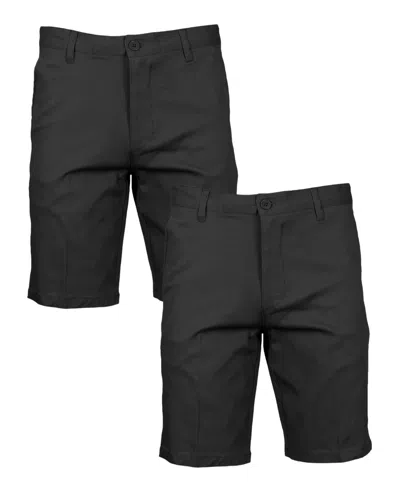 Galaxy By Harvic Men's Slim Fitting Cotton Flex Stretch Chino Shorts, Pack Of 2 In Black Black