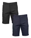 Galaxy By Harvic Men's Slim Fitting Cotton Flex Stretch Chino Shorts, Pack Of 2 In Black Navy