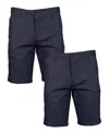 Galaxy By Harvic Men's Slim Fitting Cotton Flex Stretch Chino Shorts, Pack Of 2 In Navy Navy